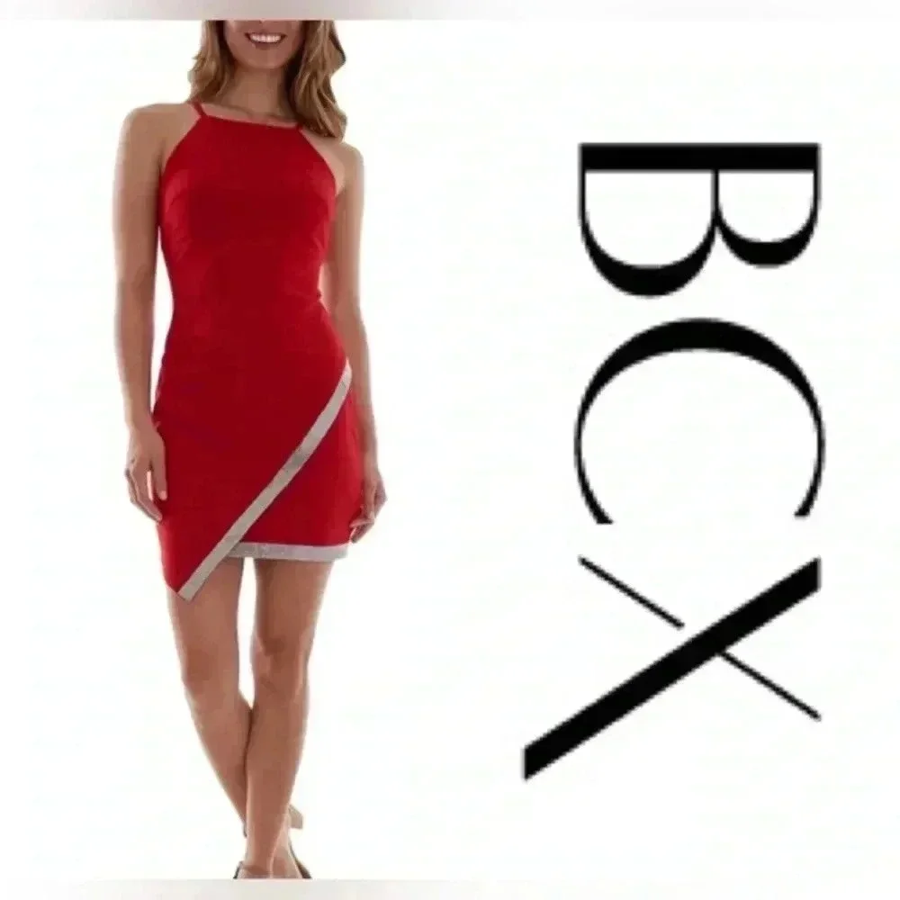 Red Rhinestone BCX Bodycon Dress - Picture 1 of 16